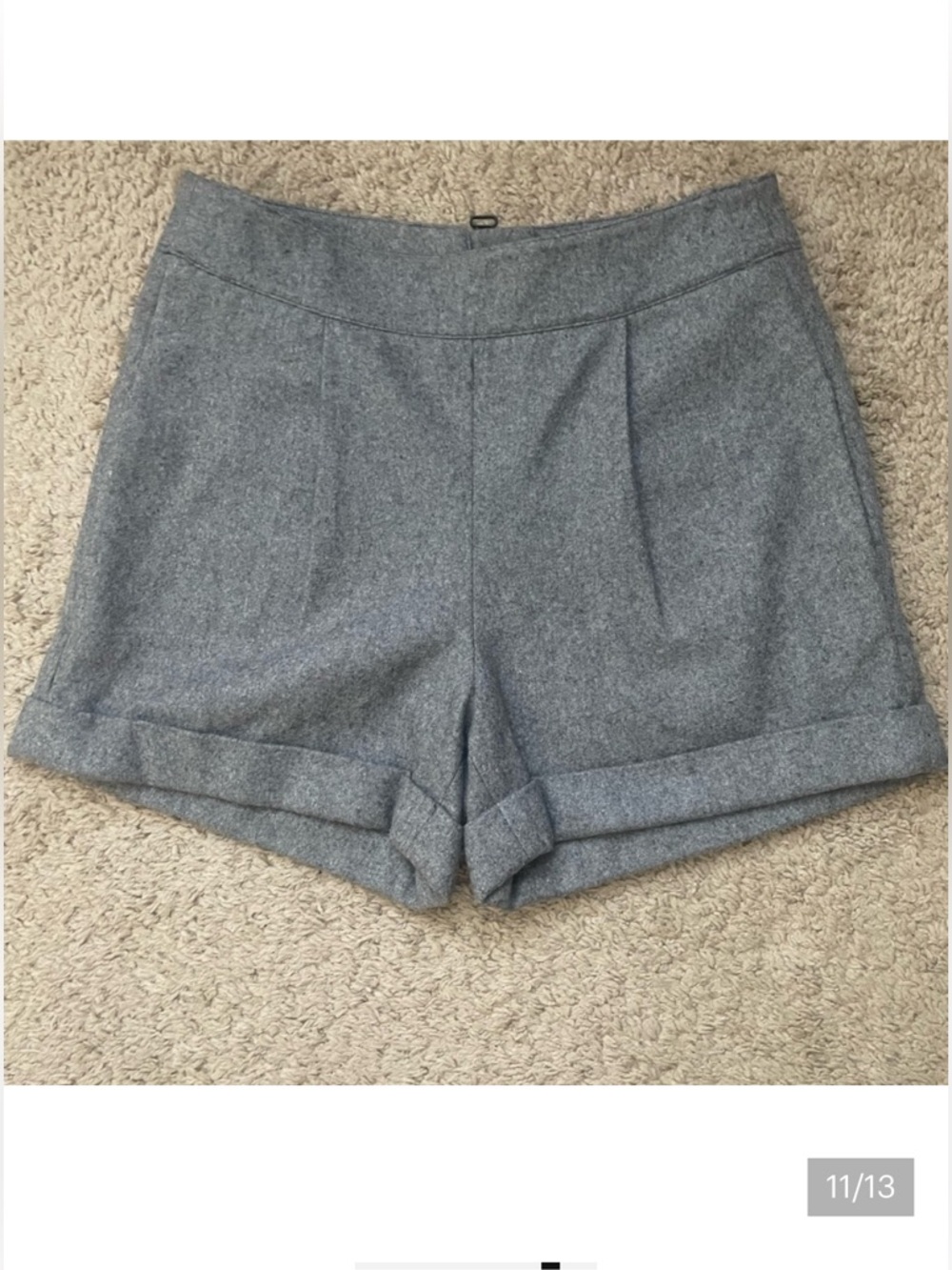 ALICE + OLIVIA GRAY FLANNEL WOOL  SHORTS BACK EXPOSED ZIPPER NWOT NEVER WORN - Picture 12 of 12